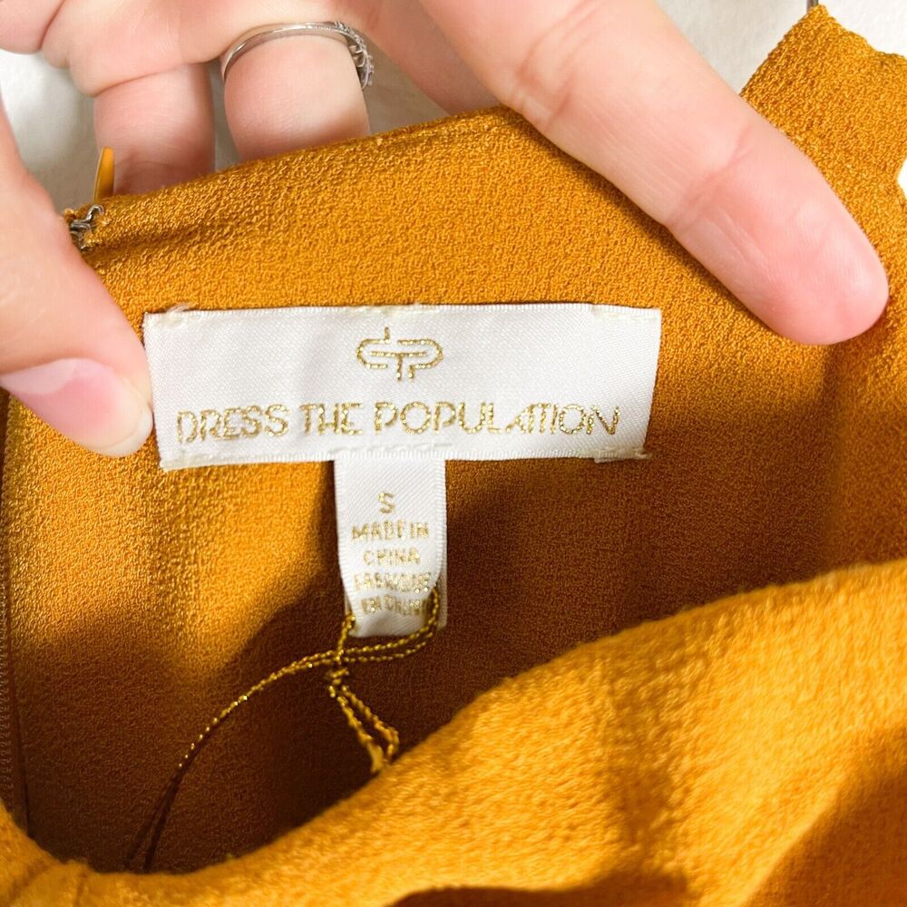 Dress The Population NWOT Yellow Brooke Twist Front Gown In Honey Maxi Dress S - Picture 5 of 5